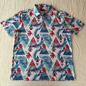 Yatta Golf Men's Vibe Maikai'i Performance Polo Floral Hawaiian Geometric‎ XL